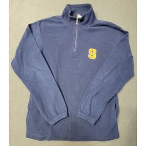 Vintage Syracuse University Fleece Quarter Zip Pullover Navy Blue Men Small Y2K